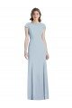 Bateau Neck Cap Sleeves Open Back Trumpet Prom Dress