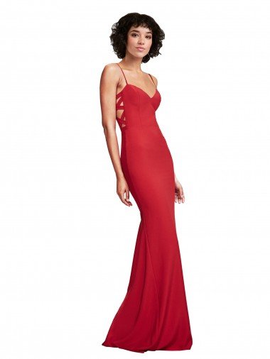 Discount Spaghetti Strap Slip Neckline Crepe Prom Dress