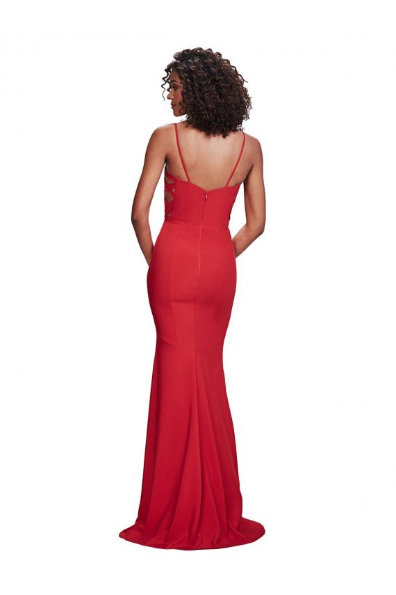 Spaghetti Strap Slip Neckline Crepe Prom Dress
