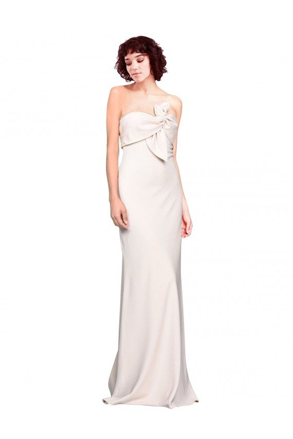Strapless Crepe Fitted Prom Dress with Twist Bow