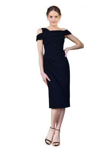 Discount Draped Cross Shoulder Stretch Crepe Cocktail Prom Dress / Homecoming Dress