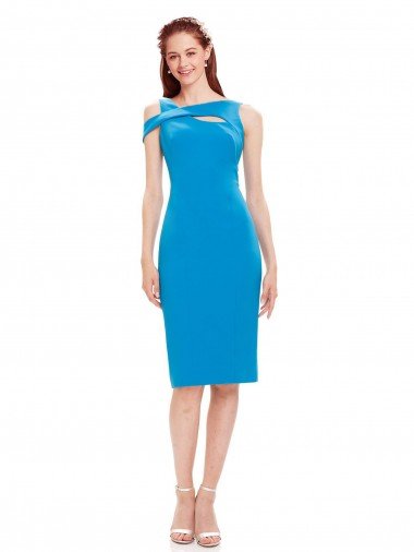 Discount Sleeveless Crepe Cocktail Prom Dress / Homecoming Dress with Keyhole Off The Shoulder Detailing