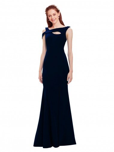 Discount Sleeveless Crepe Mermaid Prom Dress with Side Slit