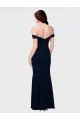 Mermaid Off the Shoulder Long Crepe Prom Dress with Low Back