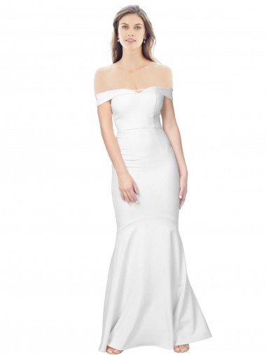 Discount Mermaid Off the Shoulder Long Crepe Prom Dress with Low Back