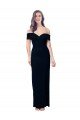 Off the Shoulder Long Full Length Crepe Prom Dress with Side Split
