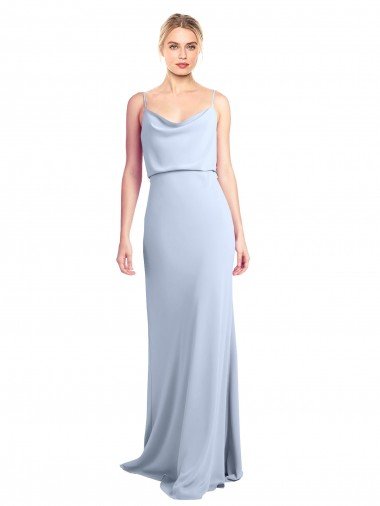 Discount Feminine Cowl Neck Slim Floor Length Stretch Crepe Prom Dress