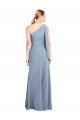 Draped Flutter Sleeves One Shoulder Stretch Crepe Prom Dress