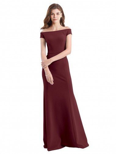 Discount Off the Shoulder Fit and Flare Stretch Crepe Prom Dress