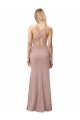 Long Floor Length High Neck Fit and Flare Stretch Crepe Prom Dress with Side Slit