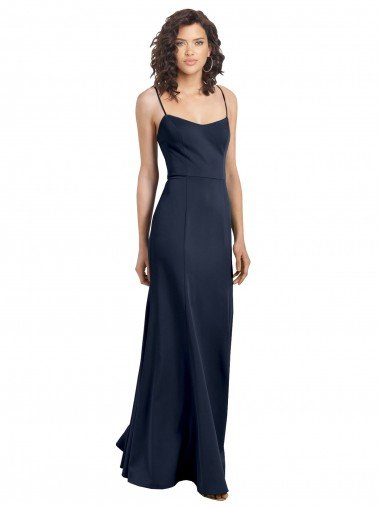 Discount Fit and Flare Scoop Neck Long Sleeveless Stretch Crepe Prom Dress