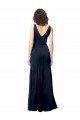 Classic V-Neck Long Stretch Crepe Prom Dress with V-Back
