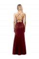 Fit and Flare Halter Neckline Stretch Crepe Prom Dress with Strappy Back