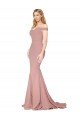 Off the Shoulder Sweetheart Long Sweep Train Crepe Prom Dress