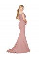 Off the Shoulder Sweetheart Long Sweep Train Crepe Prom Dress