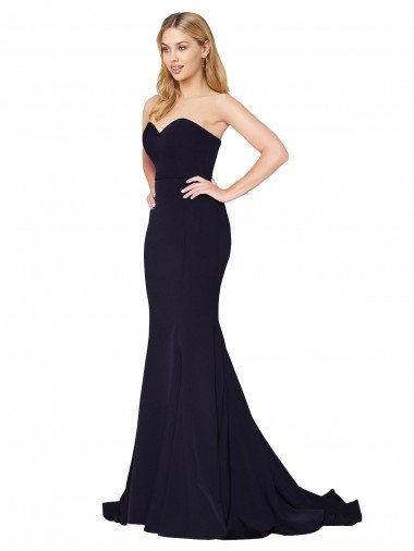 Discount Sweetheart High Neck Sweep Train Sleeveless Crepe Prom Dress