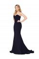 Sweetheart High Neck Sweep Train Sleeveless Crepe Prom Dress