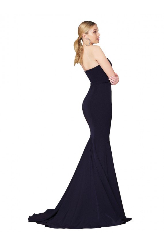 Sweetheart High Neck Sweep Train Sleeveless Crepe Prom Dress