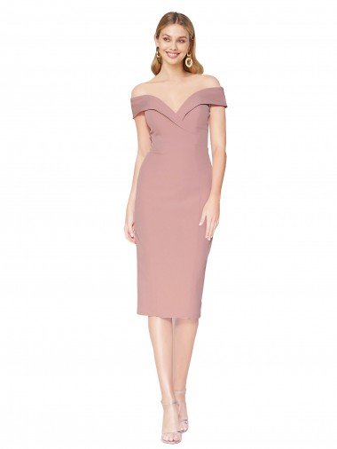 Discount Knee Length Off the Shoulder Sweetheart Crepe Cocktail Prom Dress / Homecoming Dress