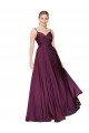 High Neck Spaghetti Straps Long V-Back Crepe Prom Dress