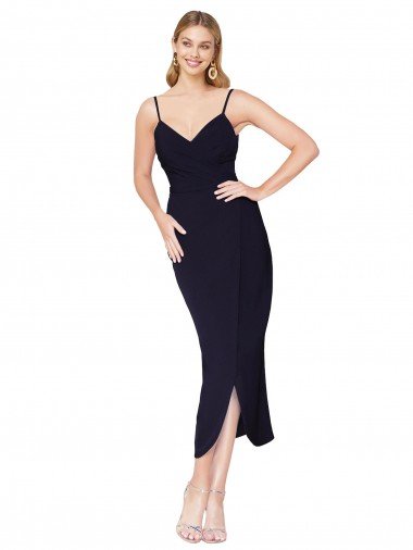 Discount High Neck Spaghetti Straps Crepe Short Wrap Cocktail Prom Dress / Homecoming Dress