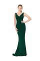V-Neck Floor Length Long Crepe Mermaid Prom Dress