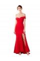 Off the Shoulder Sweetheart Maxi Crepe Prom Dress With Thigh Split and Train