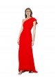 High Neck Ruffle Frill One Shoulder Maxi Crepe Prom Dress
