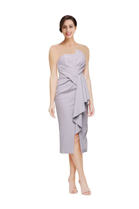 Short Strapless Crepe Cocktail Prom Dress / Homecoming Dress with Ruffles