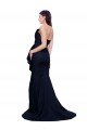 Long Strapless Sweep Train Low Back Crepe Prom Dress