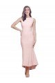 High Neck Low V-Back Midi Length Crepe Cocktail Dress / Prom Dress