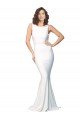 High Neck Low V-Back Long Crepe Prom Dress