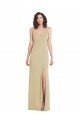 Wide Strap Slash Cutout Empire Crepe Prom Dress with Front Slit
