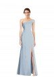 Asymmetrical Off the Shoulder Cuff Trumpet Crepe Prom Dress With Front Slit
