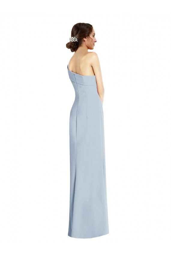 Asymmetrical Off the Shoulder Cuff Trumpet Crepe Prom Dress With Front Slit