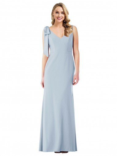 Discount V-Back Bow Shoulder Trumpet Prom Dress