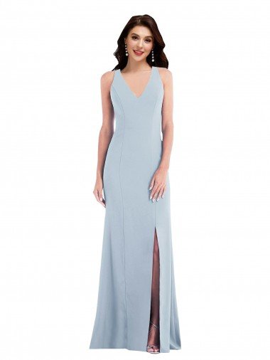 Discount Criss Cross Cutout Back Maxi Prom Dress with Front Slit