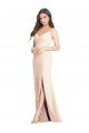 Seamed Bodice Crepe Trumpet Prom Dress with Front Slit