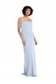 Slim Square Neck Fit and Flare Full Length Stretch Crepe Prom Dress