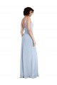Slim Square Neck Fit and Flare Full Length Stretch Crepe Prom Dress