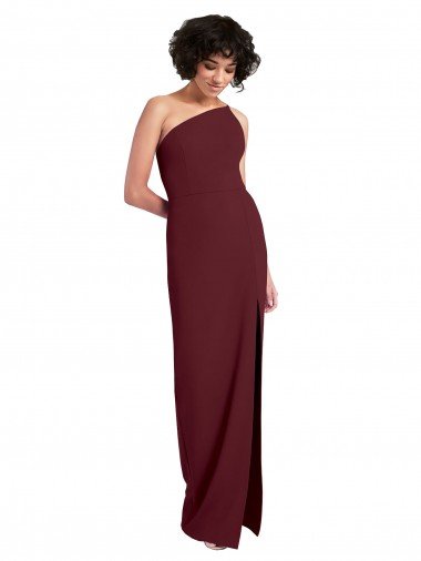 Discount Sleek One Shoulder Long Crepe Prom Dress with Daring Slit