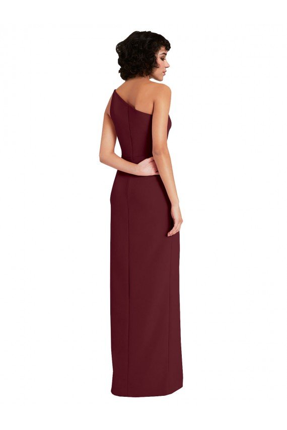 Sleek One Shoulder Long Crepe Prom Dress with Daring Slit