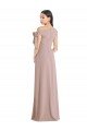Off the Shoulder Tie Detail Maxi Crepe Prom Dress with Front Slit