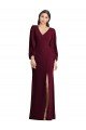 Long Puff Sleeve V-Neck Trumpet Maxi Prom Dress
