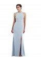 Cutout Open Back Halter Maxi Crepe Prom Dress with Scarf Tie