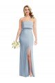 Strapless Overlay Bodice Crepe Maxi Prom Dress with Front Slit