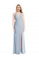 Plunge Neck Halter Backless Trumpet Prom Dress with Front Slit