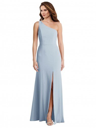 Discount Bold One Shoulder Trumpet Maxi Crepe Prom Dress