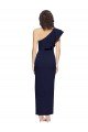 Ruched Floor Length Long Crepe Prom Dress with Shoulder Ruffles