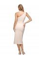 Midi Length One Shoulder Crepe Cocktail Prom Dress / Homecoming Dress with Thigh High Side Split